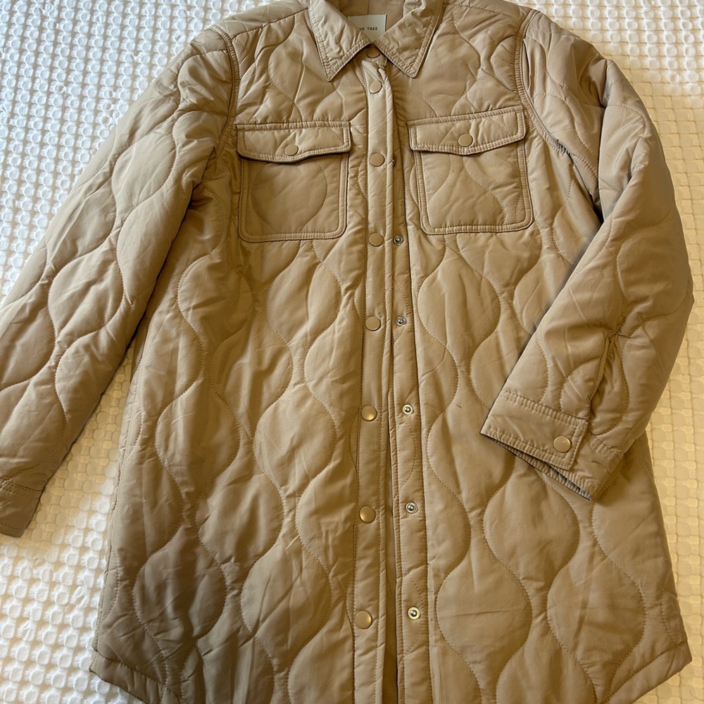 Love Tree Quilted Utility Jacket in Tan